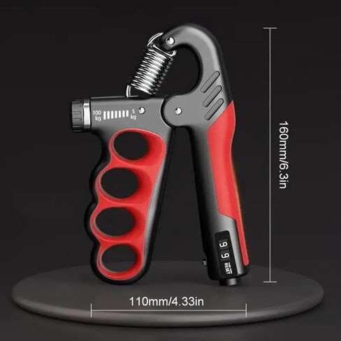 Auto-Count Grip Strengthener with Display, 5-100KG Adjustable Resistance, Red Forearm Trainer for Strength Building in Saudi Arabia
