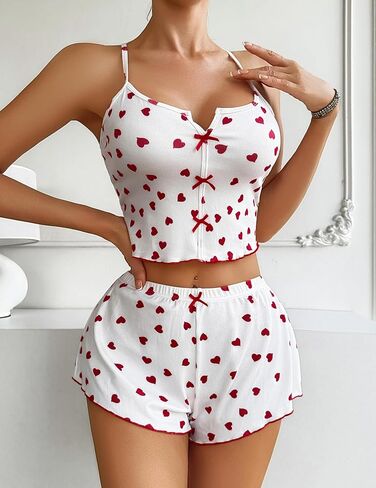 Avidlove Cami Short Set for Women Sexy 2 Piece PJ Set Ribbed Lingerie Sleepwear Set Cute Nightwear with Bow in Saudi Arabia