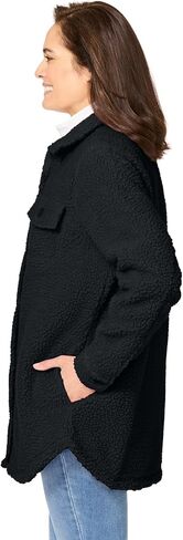 Woman Within Plus Size Berber Shirt Jacket Long Oversized Fuzzy Fleece Shacket in Saudi Arabia