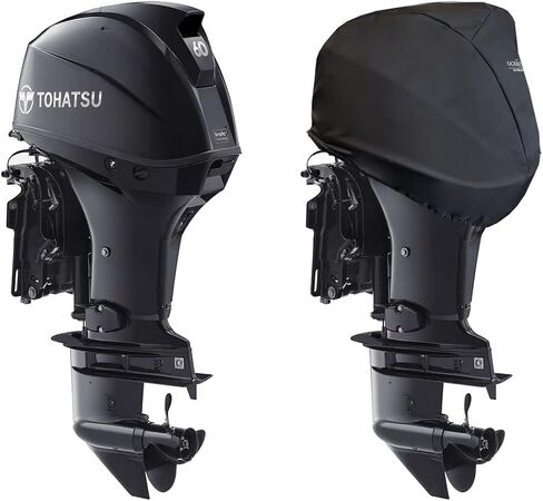 Oceansouth Tohatsu Half Torage Cover (MFS4D ، MFS5D ، MFS6D 2020>) - ملاءمة محرك أسود ، مقاوم للماء ، محرك خارجي - غطاء محرك. in Kuwait