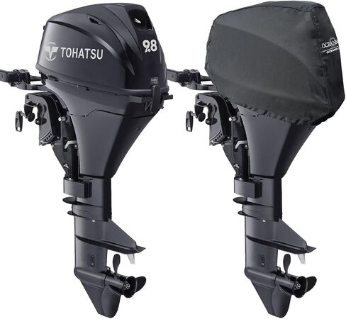 Oceansouth Tohatsu Half Torage Cover (MFS4D ، MFS5D ، MFS6D 2020>) - ملاءمة محرك أسود ، مقاوم للماء ، محرك خارجي - غطاء محرك. in Kuwait