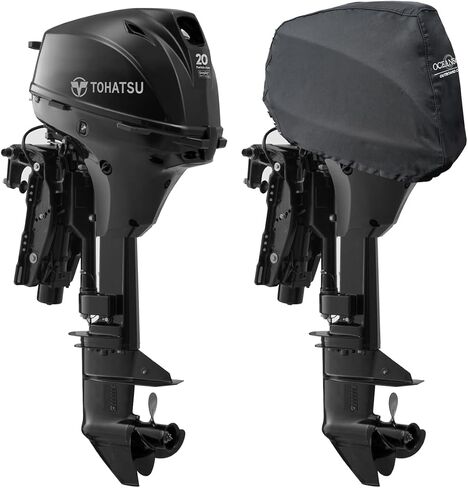 Oceansouth Tohatsu Half Torage Cover (MFS4D ، MFS5D ، MFS6D 2020>) - ملاءمة محرك أسود ، مقاوم للماء ، محرك خارجي - غطاء محرك. in Kuwait