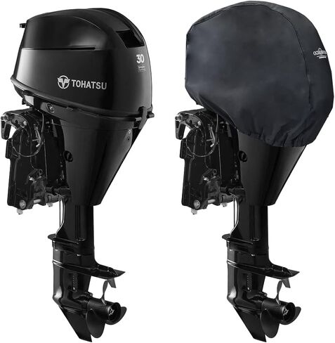 Oceansouth Tohatsu Half Torage Cover (MFS4D ، MFS5D ، MFS6D 2020>) - ملاءمة محرك أسود ، مقاوم للماء ، محرك خارجي - غطاء محرك. in Kuwait