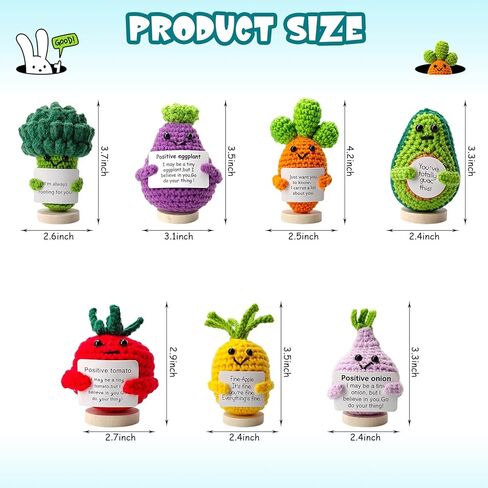 حيوانات كروشيه إيجابية 6 حزمة - دعم رفاق الكروشيه العاطفي مع رسائل راقية | هدايا تقدير الموظف بالجملة ، هدايا التخرج لها/له in Kuwait