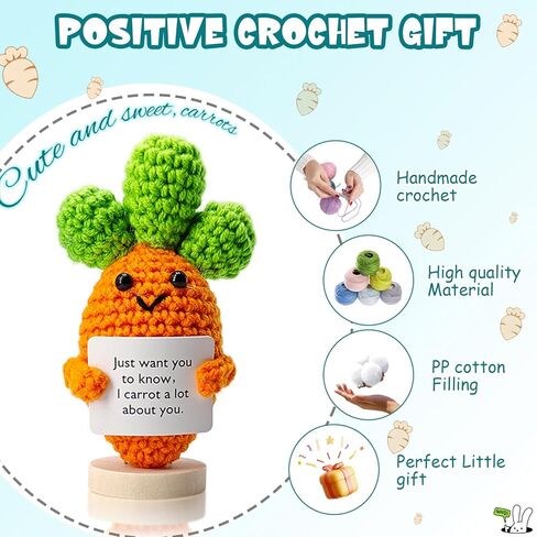 حيوانات كروشيه إيجابية 6 حزمة - دعم رفاق الكروشيه العاطفي مع رسائل راقية | هدايا تقدير الموظف بالجملة ، هدايا التخرج لها/له in Kuwait