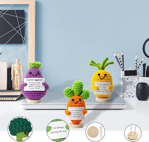 حيوانات كروشيه إيجابية 6 حزمة - دعم رفاق الكروشيه العاطفي مع رسائل راقية | هدايا تقدير الموظف بالجملة ، هدايا التخرج لها/له in Kuwait