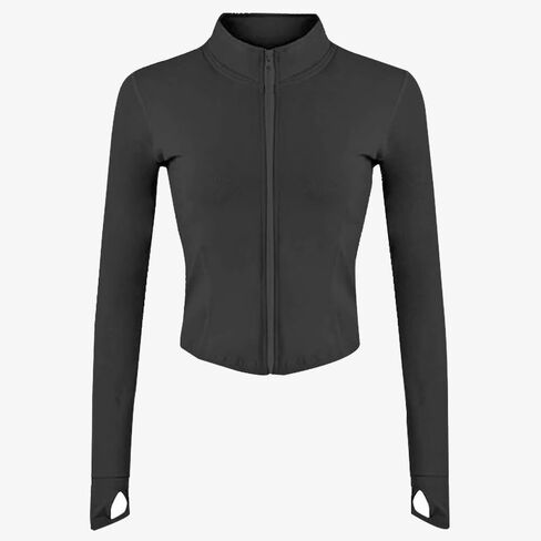 Lightweight Full-Zip Running Jacket for Women, Fitted Design with Thumb Holes for Active Wear in Saudi Arabia