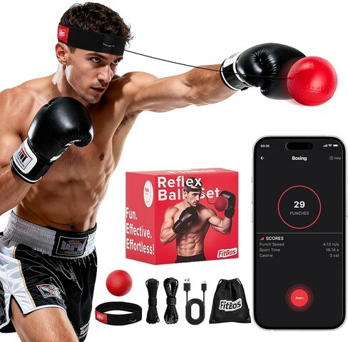 كرة ملاكمة منعكسة مطورة باستخدام تطبيق Bluetooth Punch Counter، كرة ملاكمة قابلة لإعادة الشحن مع عصابة رأس وسلسلتين احتياطيتين، معدات ملاكمة ممتعة لمدرب رد فعل كرة اللكم، هدايا للمراهقين in Saudi Arabia