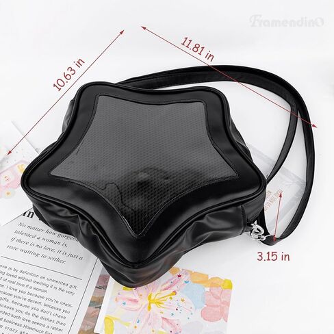 Framendino, Star Shaped Ita Bag Yellow Y2K Cross Body Cute Pu Leather Backpack for Pins Display in Saudi Arabia