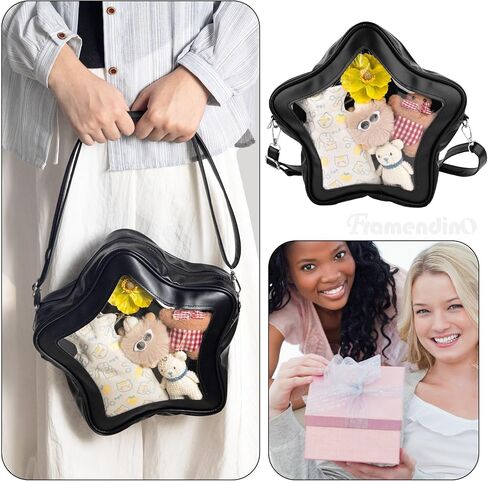 Framendino, Star Shaped Ita Bag Yellow Y2K Cross Body Cute Pu Leather Backpack for Pins Display in Saudi Arabia