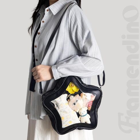 Framendino, Star Shaped Ita Bag Yellow Y2K Cross Body Cute Pu Leather Backpack for Pins Display in Saudi Arabia