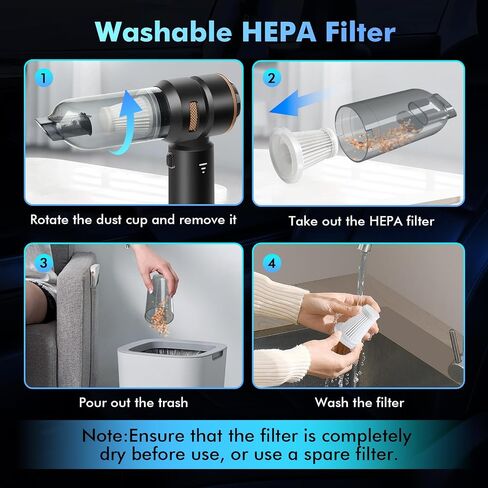 80،000 دورة في الدقيقة ، فراغ السيارة اللاسلكي والهواء Duster 4-in-1 High Power 20000Pa منفاخ/مضخة محمولة مع محرك بدون فرش ، 35 دقيقة وقت التشغيل ، 3 سرعة للمنزل/التخييم/شعر الحيوانات الأليفة (الأرجواني) in Saudi Arabia