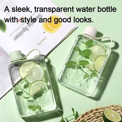 Flat Water Bottle Travel Flask Portable 8.2 oz BPA Free Tritan Square Small Water Bottles Leakproof Slim Water Bottle for Purse Travel Pocket Sports Fitness (Grey, 8.2 OZ) in Saudi Arabia