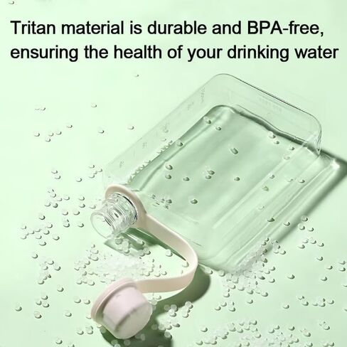 Flat Water Bottle Travel Flask Portable 8.2 oz BPA Free Tritan Square Small Water Bottles Leakproof Slim Water Bottle for Purse Travel Pocket Sports Fitness (Grey, 8.2 OZ) in Saudi Arabia