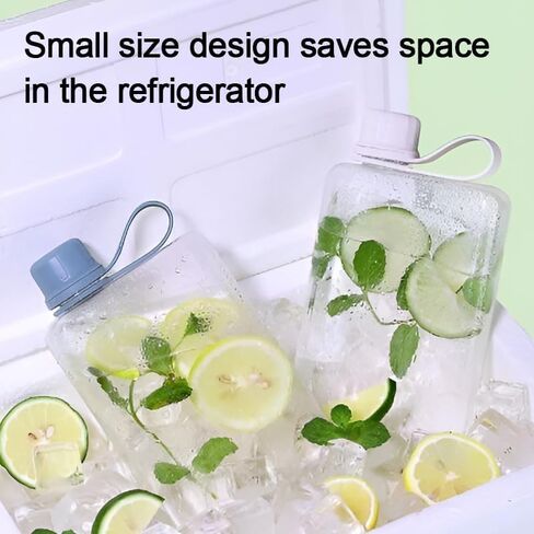 Flat Water Bottle Travel Flask Portable 8.2 oz BPA Free Tritan Square Small Water Bottles Leakproof Slim Water Bottle for Purse Travel Pocket Sports Fitness (Grey, 8.2 OZ) in Saudi Arabia