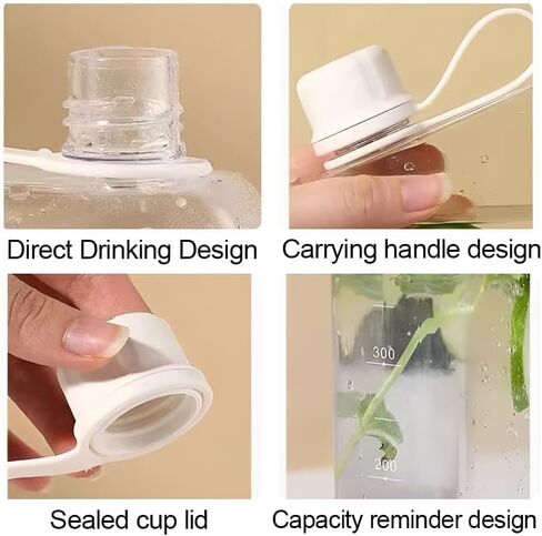 Flat Water Bottle Travel Flask Portable 8.2 oz BPA Free Tritan Square Small Water Bottles Leakproof Slim Water Bottle for Purse Travel Pocket Sports Fitness (Grey, 8.2 OZ) in Saudi Arabia