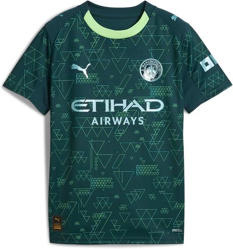 Manchester City FC Kids 2025/26 Fourth Soccer Jersey - Green Terrain in Saudi Arabia