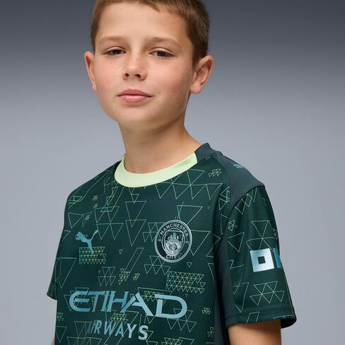 Manchester City FC Kids 2025/26 Fourth Soccer Jersey - Green Terrain in Saudi Arabia