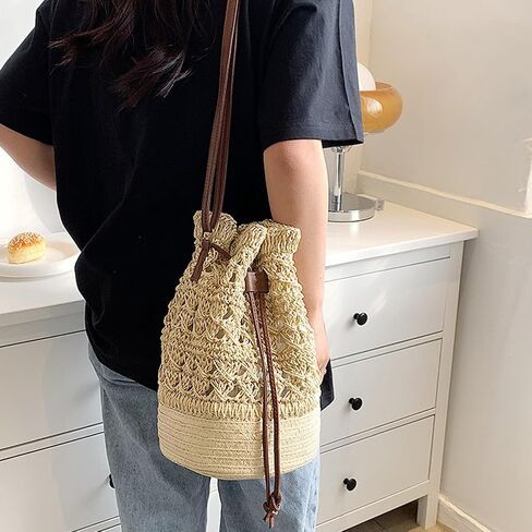 Women Straw Bag Summer Beach Casual Daypacks ، Brown Brown ، 36 * 29 * 10 * 39cm in Saudi Arabia
