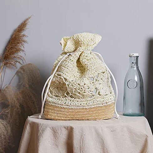 Women Straw Bag Summer Beach Casual Daypacks ، Brown Brown ، 36 * 29 * 10 * 39cm in Saudi Arabia