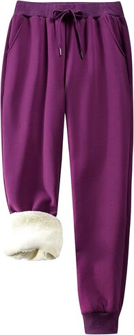 KOMANA Women's Sherpa Cotton Sweatpants High Stretch Warm Fleece Pants Drawstring with Pockets in Saudi Arabia
