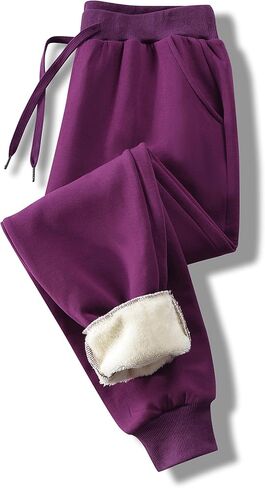 KOMANA Women's Sherpa Cotton Sweatpants High Stretch Warm Fleece Pants Drawstring with Pockets in Saudi Arabia