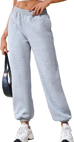 Sweatpants المرأة فضفاضة مبطنة بالصوف صالة السراويل النشطة عالية الخصر مريح الركض للنساء ملابس الخريف in Saudi Arabia