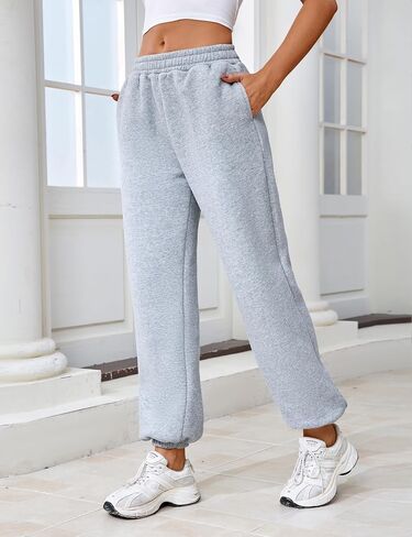 Sweatpants المرأة فضفاضة مبطنة بالصوف صالة السراويل النشطة عالية الخصر مريح الركض للنساء ملابس الخريف in Saudi Arabia