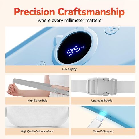 وسادة تسخين محمولة لفترة تشنجات الفترة التي تهتز حزام التدفئة الشهرية للنساء ، والحرارة السريعة القابلة لإعادة الشحن مع 7 مستويات حرارة و 7 أوضاع للحيض ، وتخفيف الألم للظهر والمعدة - الوردي in Kuwait