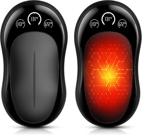 Rechargeable Hand Warmers 2 Pack, 6000mAh UL Certified Safe Electric Hand Warmers with 3-Temp Display, Ultra-Slim Portable Pocket Heater, Outdoor/Hunting Essentials, Gifts for Christmas Men & Women in Saudi Arabia