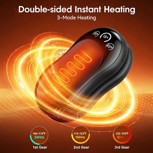 Rechargeable Hand Warmers 2 Pack, 6000mAh UL Certified Safe Electric Hand Warmers with 3-Temp Display, Ultra-Slim Portable Pocket Heater, Outdoor/Hunting Essentials, Gifts for Christmas Men & Women in Saudi Arabia
