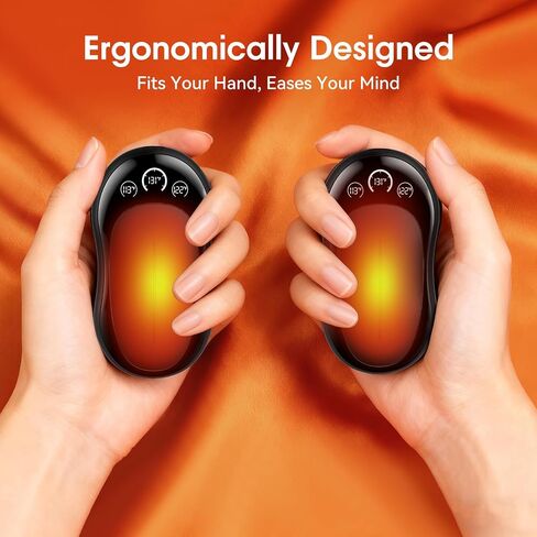 Rechargeable Hand Warmers 2 Pack, 6000mAh UL Certified Safe Electric Hand Warmers with 3-Temp Display, Ultra-Slim Portable Pocket Heater, Outdoor/Hunting Essentials, Gifts for Christmas Men & Women in Saudi Arabia