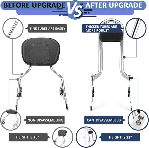 Wsays 27" Tall Passenger Backrest Sissy Bar 1.3" Fat Bar Compatible with Harley Touring Street Electra Road Glide Road King 2009-2025, Gloss Black in Saudi Arabia