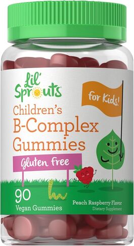 Carlyle Kids B Complex Gummies | 100 Count | Vegan | Natural Peach Raspberry Flavor | Non-GMO, Gluten Free | by Lil Sprouts in Saudi Arabia