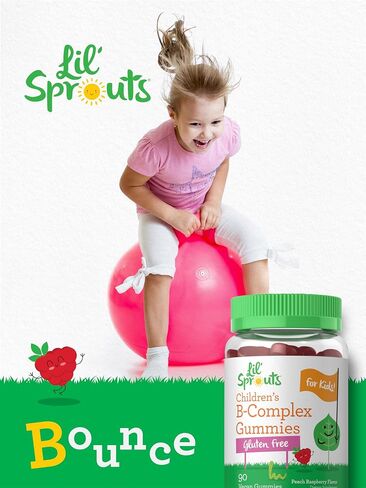Carlyle Kids B Complex Gummies | 100 Count | Vegan | Natural Peach Raspberry Flavor | Non-GMO, Gluten Free | by Lil Sprouts in Saudi Arabia