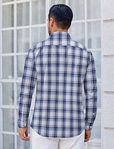 COOFANDY Mens Dress Shirts Long Sleeve Plaid Cotton Button Down Shirts Wrinkle Free Business Casual Shirt in Saudi Arabia