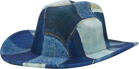 Owl's-Yard Unisex Fashion Easy Matching Cowboy Hat Wide Brim British Style Jazz Hat for Couples Denim Bucket Hats in Saudi Arabia