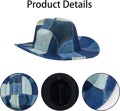 Owl's-Yard Unisex Fashion Easy Matching Cowboy Hat Wide Brim British Style Jazz Hat for Couples Denim Bucket Hats in Saudi Arabia