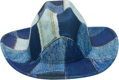 Owl's-Yard Unisex Fashion Easy Matching Cowboy Hat Wide Brim British Style Jazz Hat for Couples Denim Bucket Hats in Saudi Arabia
