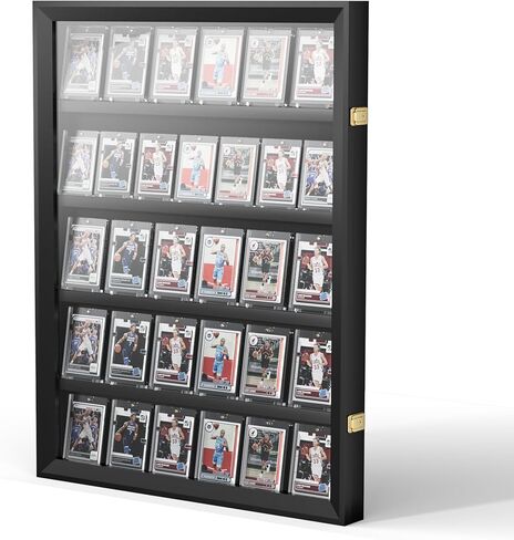 24 Graded Sports Card Display Case - Baseball Card Display Frame Lockable for, Football, Basketball, Hockey & Trading Cards - UV Protection & Clear Acrylic, Black in Saudi Arabia