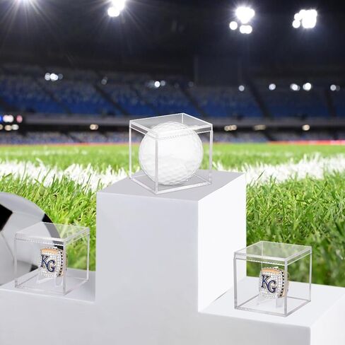 3 Pack Championship Ring Display Case Clear Acrylic Display Case Mini Football Baseball Softball Ring Holder Display Box Single Stand 1 Slot Ring Hole Storage Box Gift for Sports Fans, 2.16 Inch in Saudi Arabia