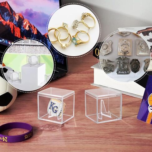 3 Pack Championship Ring Display Case Clear Acrylic Display Case Mini Football Baseball Softball Ring Holder Display Box Single Stand 1 Slot Ring Hole Storage Box Gift for Sports Fans, 2.16 Inch in Saudi Arabia