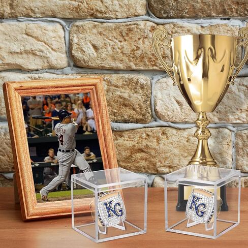 3 Pack Championship Ring Display Case Clear Acrylic Display Case Mini Football Baseball Softball Ring Holder Display Box Single Stand 1 Slot Ring Hole Storage Box Gift for Sports Fans, 2.16 Inch in Saudi Arabia