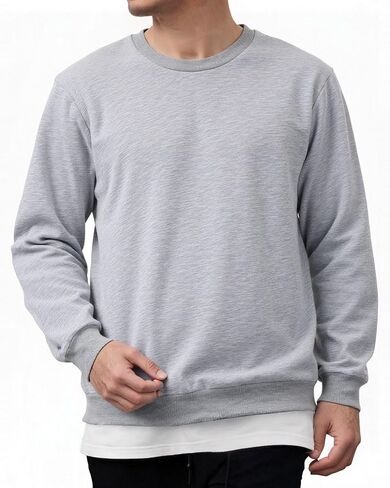 Men's Sweatshirts Long Sleeves Crewneck Fashion Casual Pullover Shirt in Kuwait