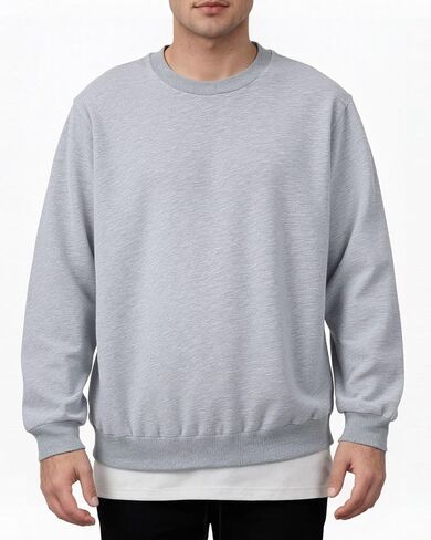 Men's Sweatshirts Long Sleeves Crewneck Fashion Casual Pullover Shirt in Kuwait