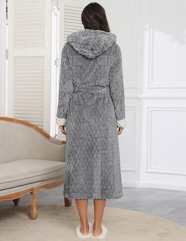 ekouaer womens plush أردية طويلة ناعمة Jacquard Fluffy Bathrobe Reted Retwear Retwear مع جيوب in Saudi Arabia