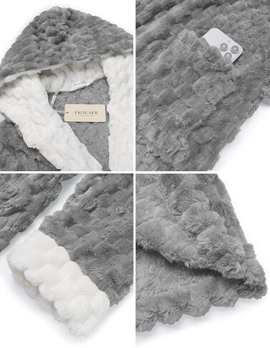 ekouaer womens plush أردية طويلة ناعمة Jacquard Fluffy Bathrobe Reted Retwear Retwear مع جيوب in Saudi Arabia