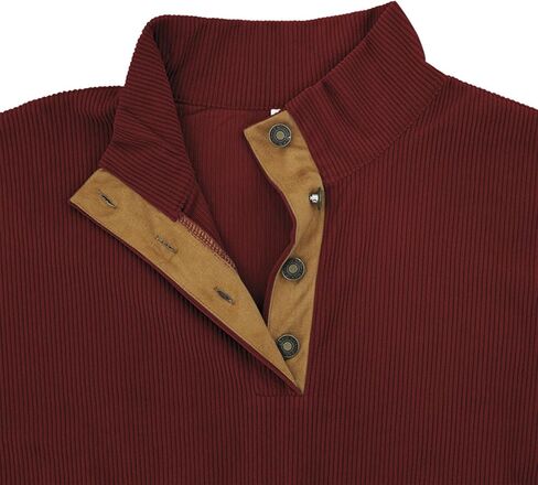 Corduroy Sweatshirt for Men Stand Collar Long Sleeve Sweatshirts Casual 1/4 Button Up Pullover Outdoor Wear in Saudi Arabia