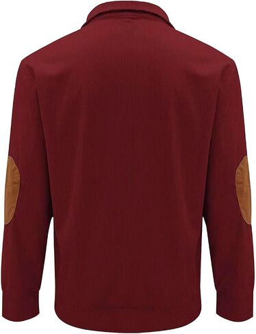 Corduroy Sweatshirt for Men Stand Collar Long Sleeve Sweatshirts Casual 1/4 Button Up Pullover Outdoor Wear in Saudi Arabia