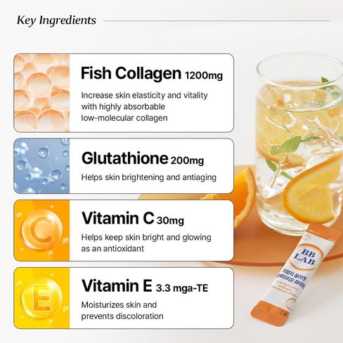 BB LAB Good Night Collagen, Low Molecular Collagen Powder Stick Supplement, Marine Collagen, Fish Collagen, Vitamin C, Hyaluronic Acid, 17 Probiotics, Fast Absorption, Mix Berry Flavor (Pack of 1) in Kuwait